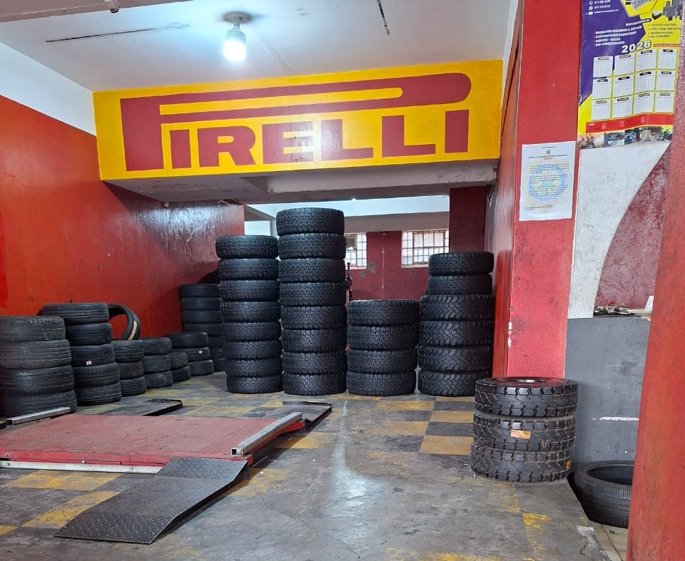 Tyres in a garage